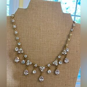 Teardrop‎ Shaped Drippy Crystals Collar Necklace